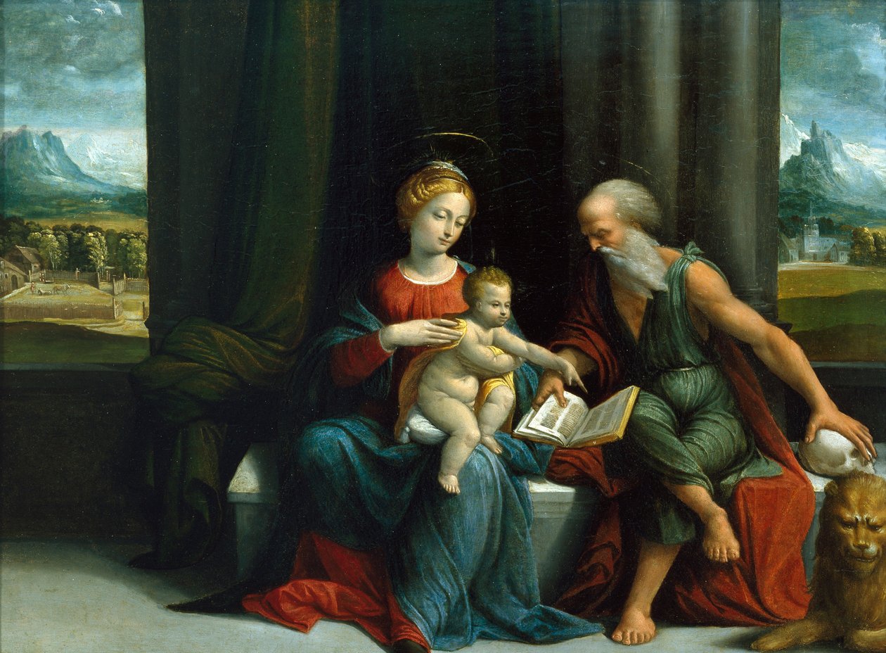 Madonna ja lapsi ja pyhä Jerome tekijältä Benvenuto Tisi da Garofalo
