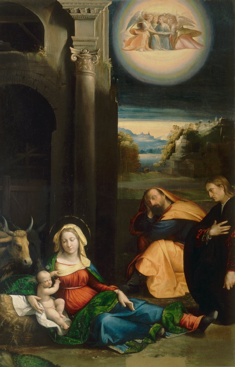 Madonna del Riposo ja Lionellon muotokuva, Garofalo, Pinacoteca Nazionale Ferrarassa. tekijältä Benvenuto Tisi da Garofalo