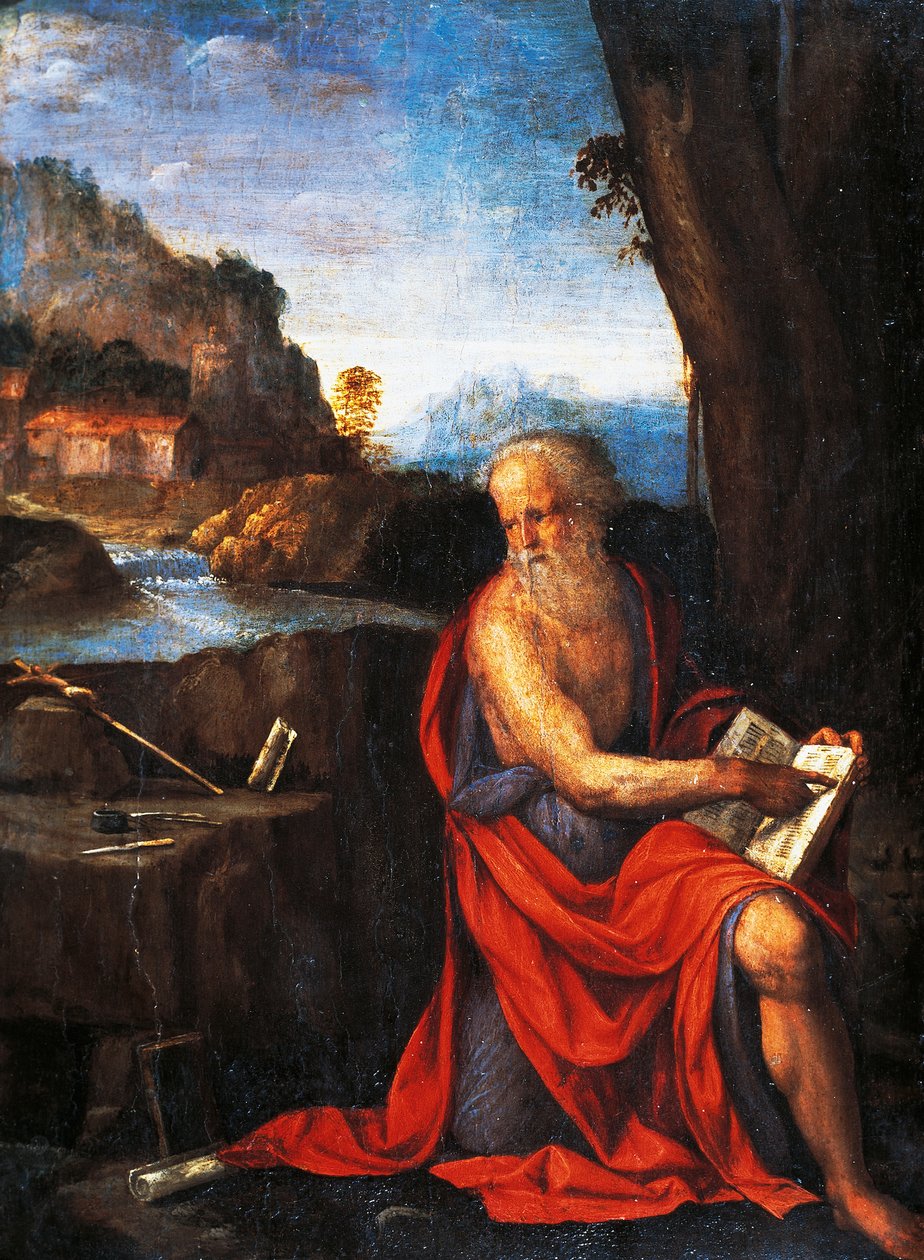 St Jerome, kirjoittanut Garofalo (1481-1559). tekijältä Benvenuto Tisi da Garofalo