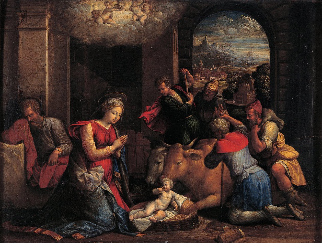 Paimenten palvonta, 1536-1537 tekijältä Benvenuto Tisi da Garofalo