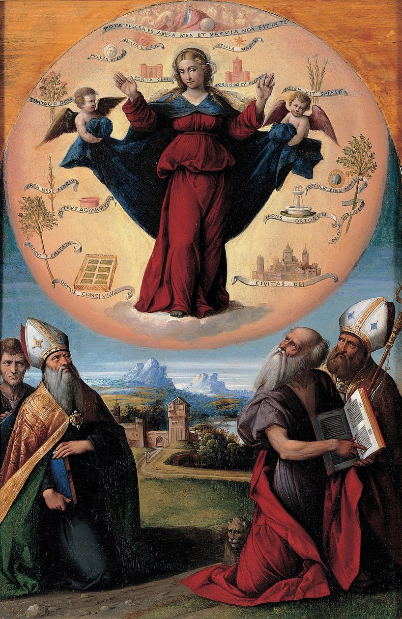 Tahraton sikiäminen pyhien kanssa, n. 1535-1550 tekijältä Benvenuto Tisi da Garofalo