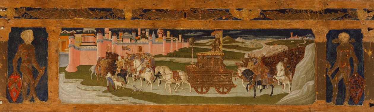 Predella-paneeli: Triumph of David (maalaus puulle) tekijältä Benvenuto di Giovanni