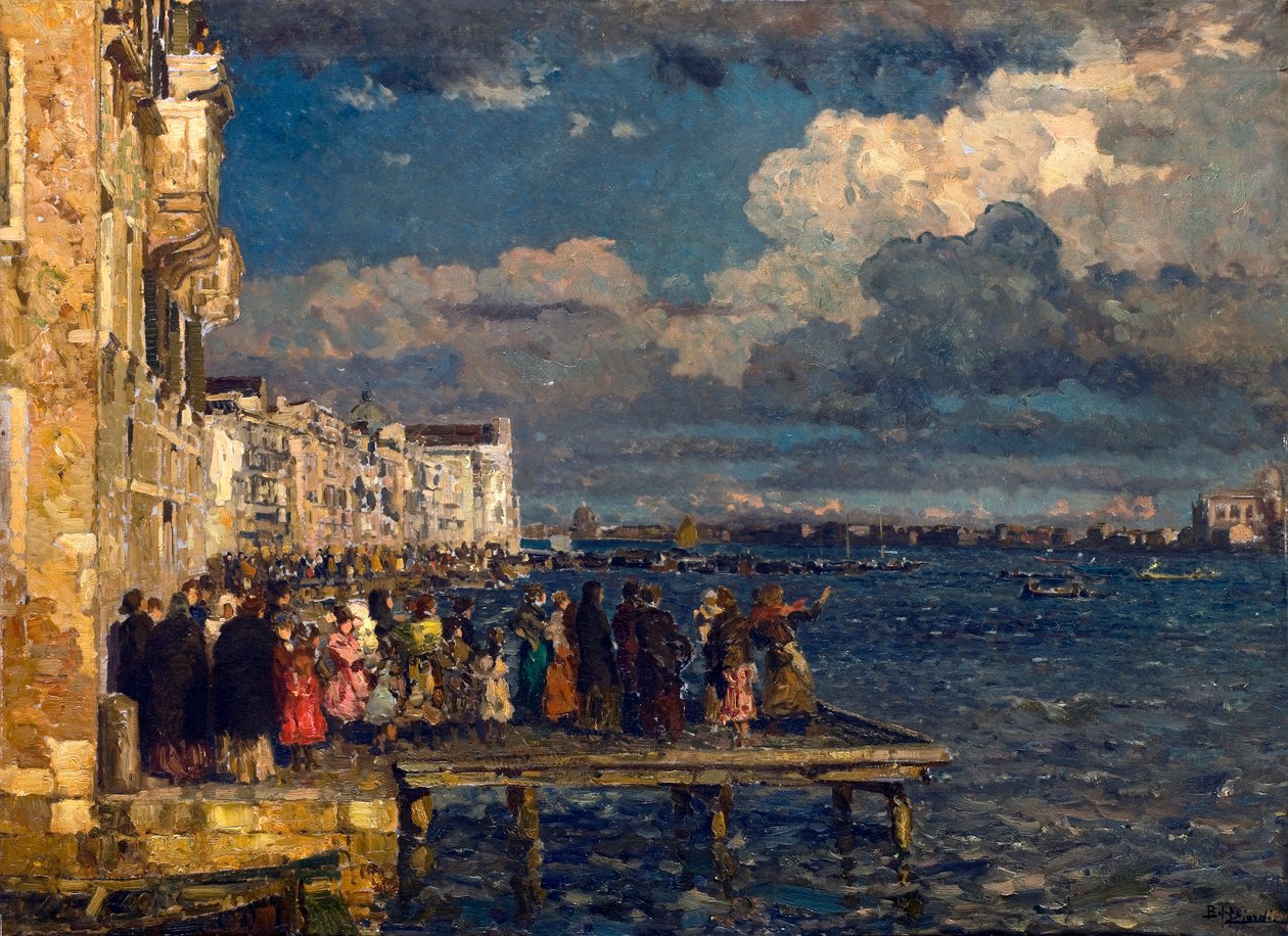 Venetsian Redentore-juhlan valmistelu Beppe Ciardin (1875-1932) maalaus 1910-1915 Yksityiskokoelma tekijältä Beppe Ciardi