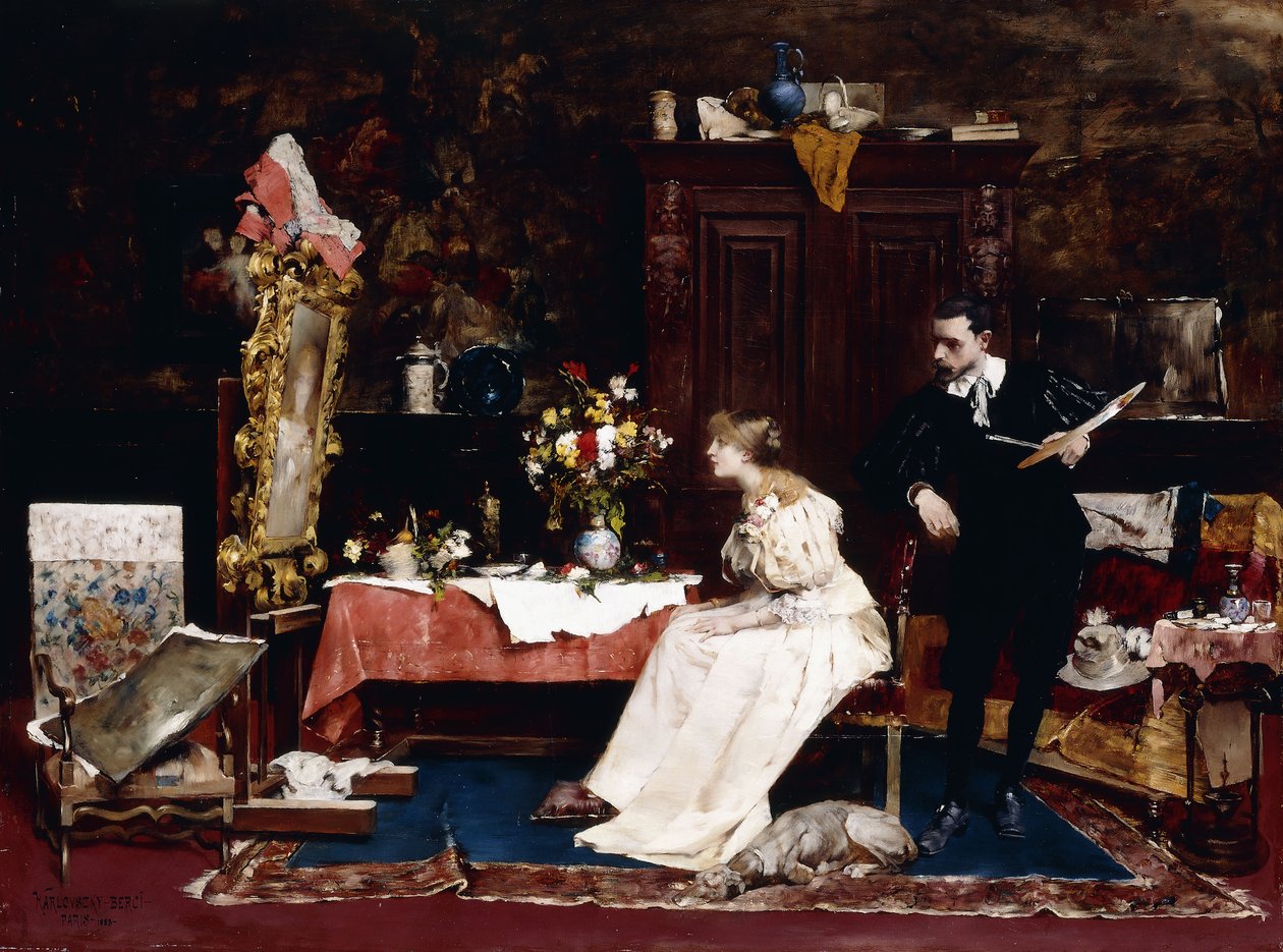 Esittelyssä muotokuvansa, 1883 tekijältä Berci de Karlovszkyn
