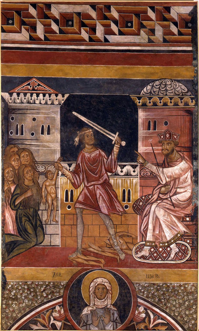 Viattomien verilöyly Berlinghierissa, Berlinghierossa (noin 1175-1235 / 42). Fresko, koko: 350x205, Basilica of Santo Stefano, Bologna tekijältä Berlinghiero (fl.1228 36) Berlinghieri