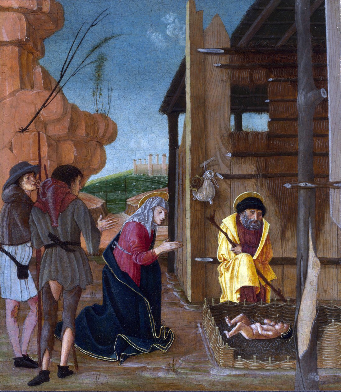 Butinone, Bernardino (aktiivinen 1450-1510) The Adoration of the Shepherds Tempera paneelissa n. 1485 National Gallery, Lontoo 24,8x21,6 tekijältä Bernadino Jacobi Butinone