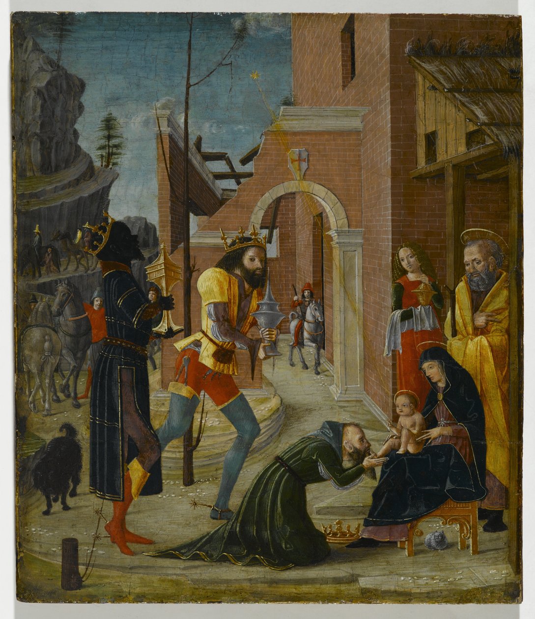 The Adoration of the Magi, n. 1485-1495 (tempera paneelissa) tekijältä Bernadino Jacobi Butinone