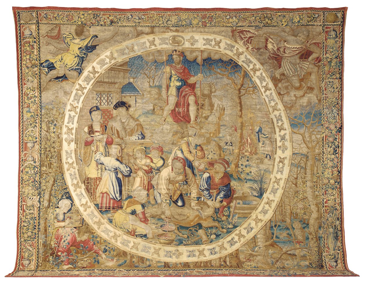 Brysselin allegorinen kuvakudos, joka kuvaa joulukuun "The Medallion Months", n. 1525 tekijältä Bernard van Orley