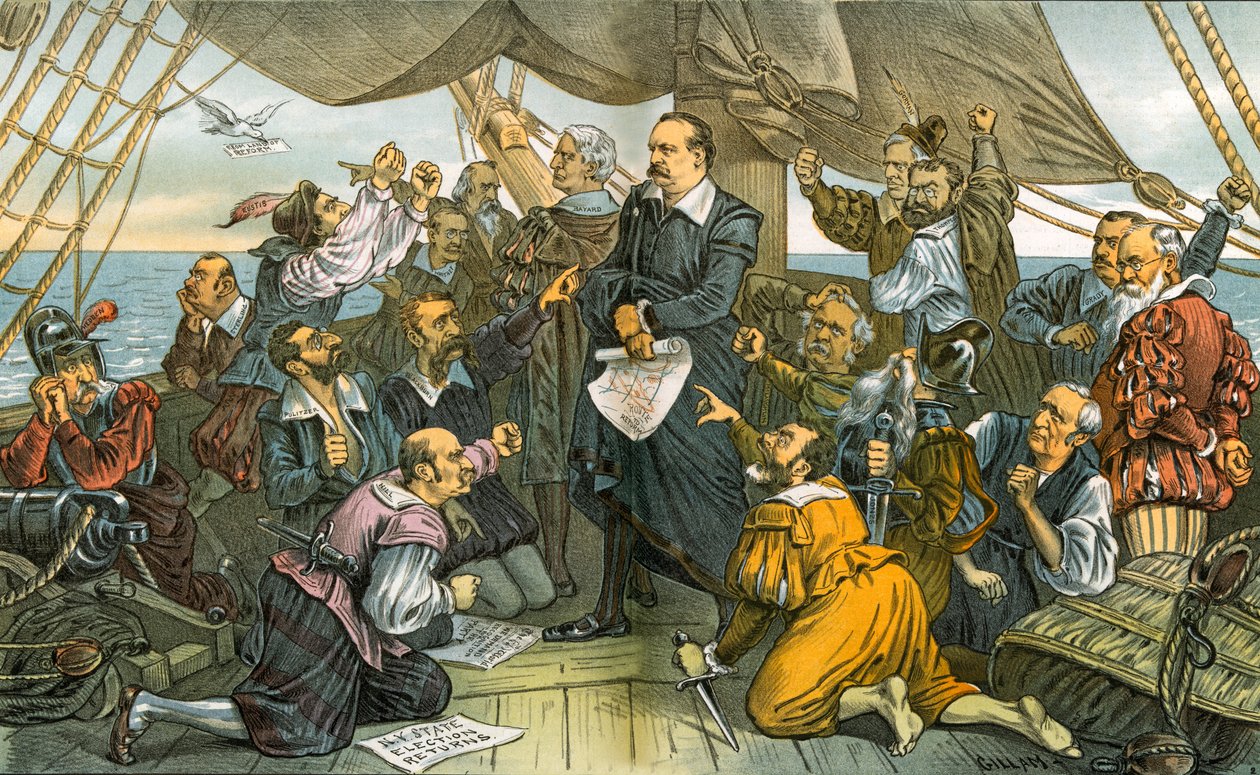 Columbus Cleveland ja hänen kapinallinen miehistönsä - Tämä laiva ei käänny takaisin! 1885 tekijältä Bernard Gillam