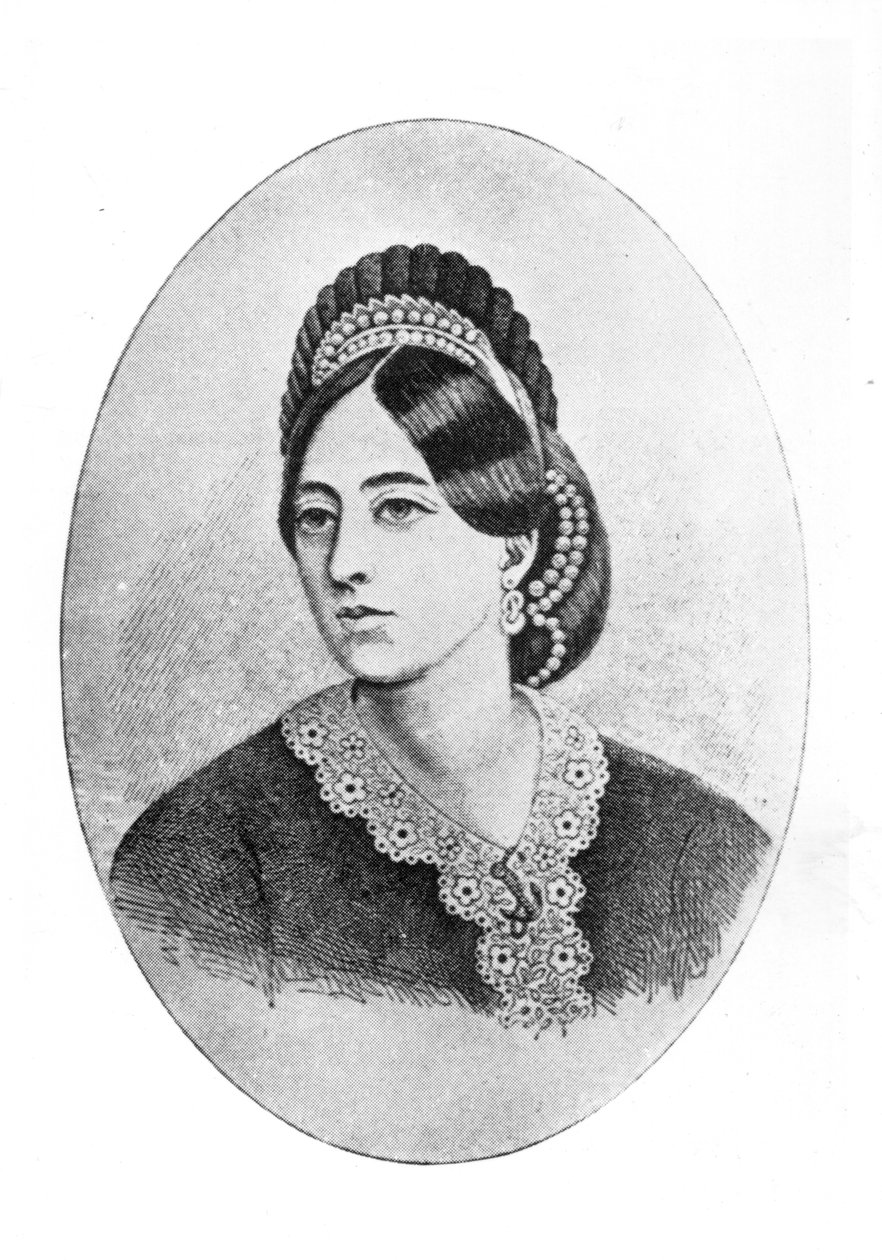 Muotokuva Jane Francesca Agnes Wilde, kaiverrettu W.M. Oldhamin toimesta tekijältä Bernard Mulrenin
