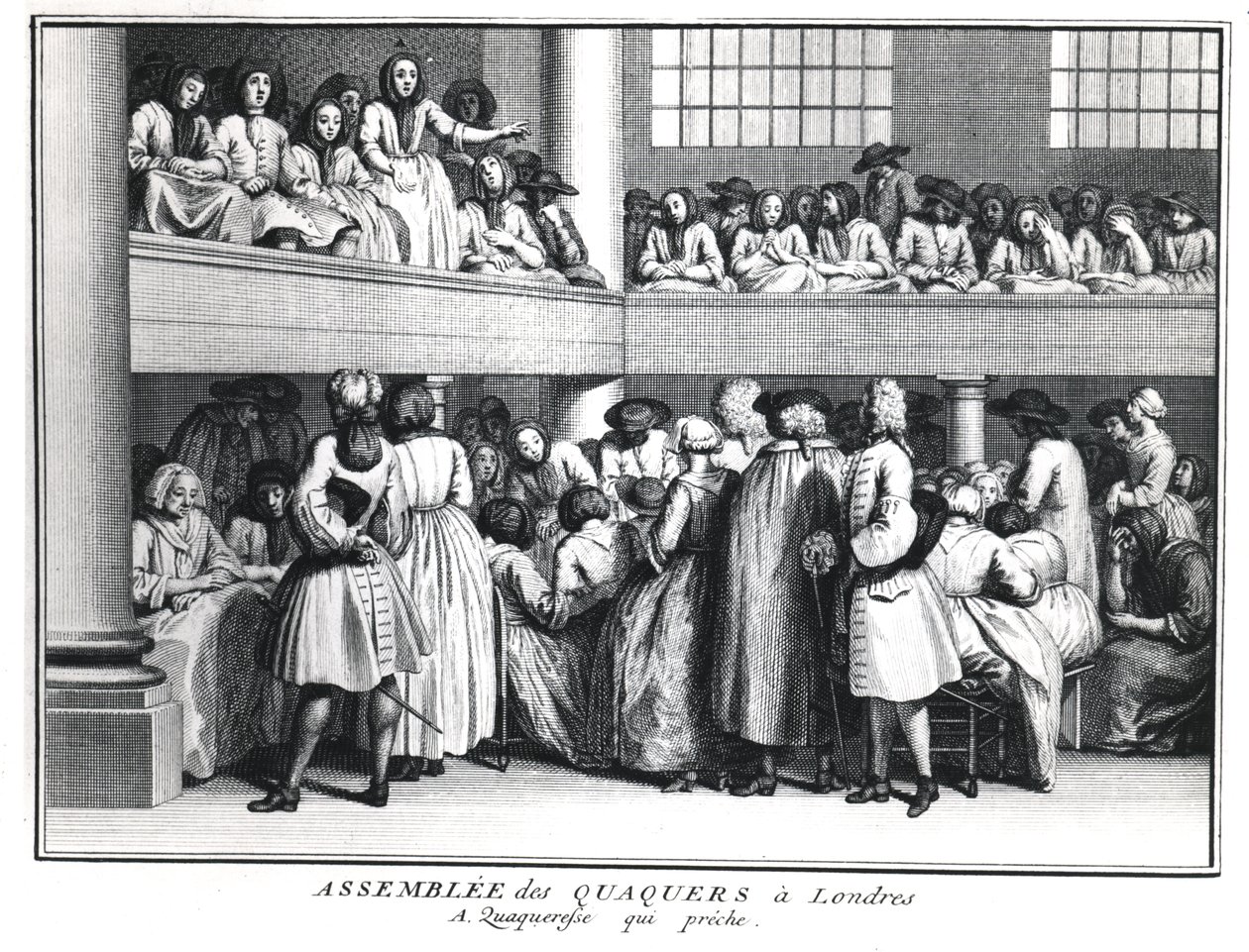 Kveekarikokous Lontoossa, 1736 tekijältä Bernard Picart