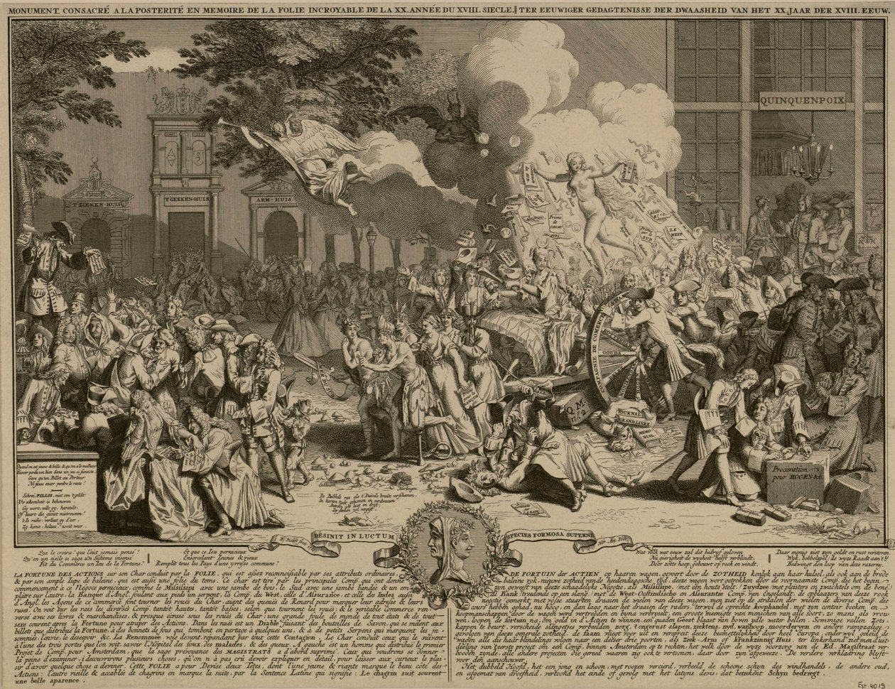 Estampe satirique sur le fonctionement du systeme de Law ja sa banqueroute 1720 tekijältä Bernard Picart