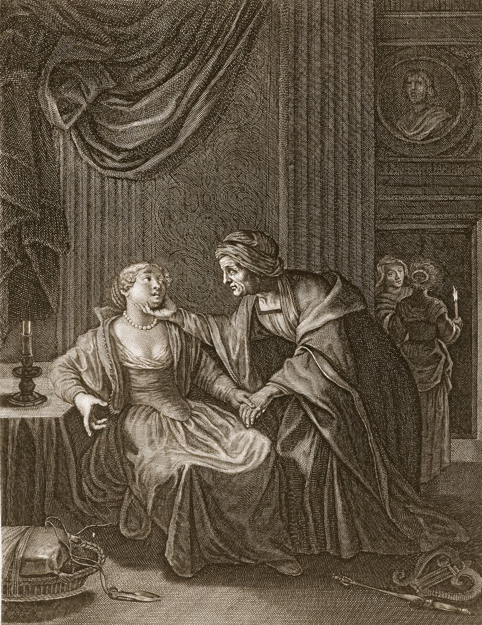 Apollon viettelemä Leucothoe Eurynomen hahmossa, 1731 tekijältä Bernard Picart