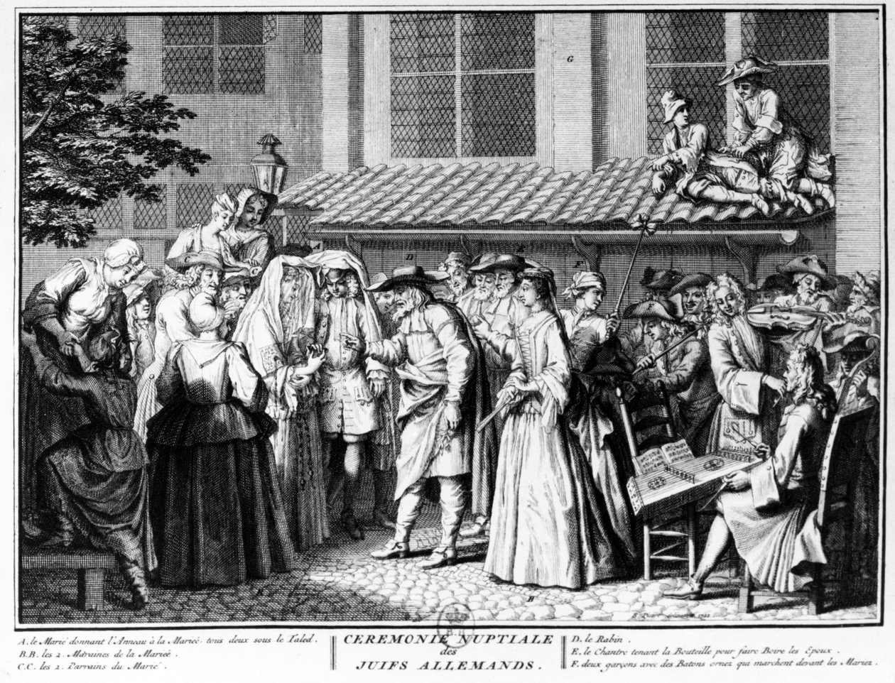 Saksan juutalaisten hääjuhla, 1725 tekijältä Bernard Picart