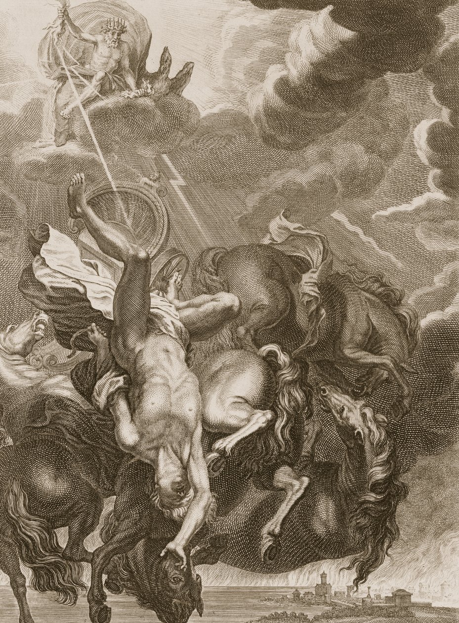 Jupiterin salaman iski Phaeton, 1731 tekijältä Bernard Picart