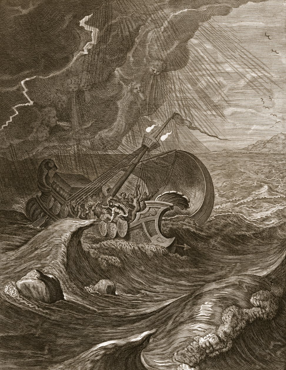 Dioscuri suojelee laivaa, 1731 tekijältä Bernard Picart