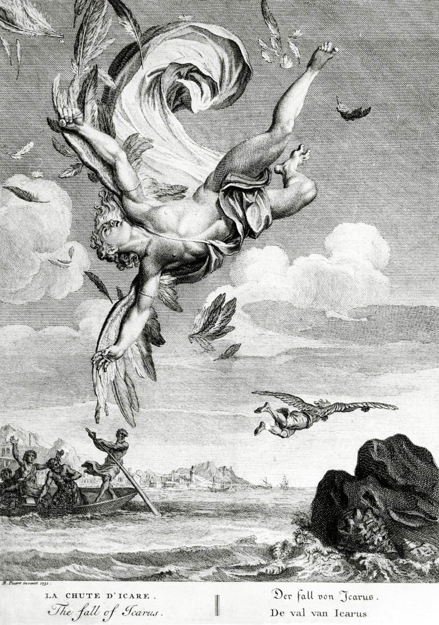 Ikaroksen putoaminen, 1731 tekijältä Bernard Picart