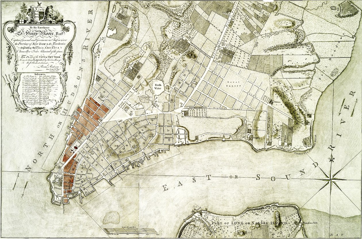 1776 kartta tekijältä Bernard Ratzer