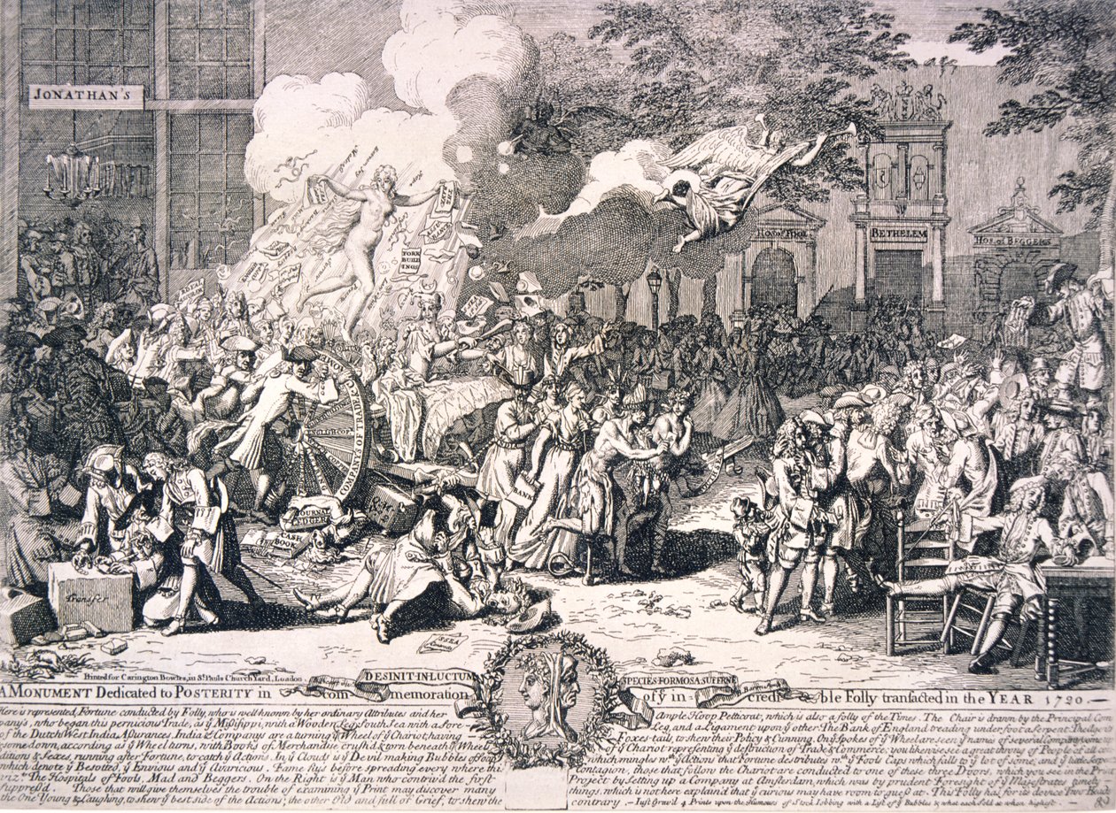 "Jälkipolville omistettu muistomerkki te uskomattoman hulluuden muistoksi, joka tehtiin... 1720" tekijältä Bernard Baron