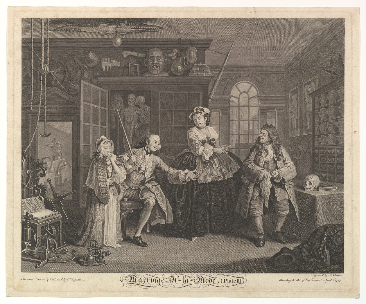 Avioliitto A-la-Mode, levy III, huhtikuu 1745. tekijältä Bernard Baron