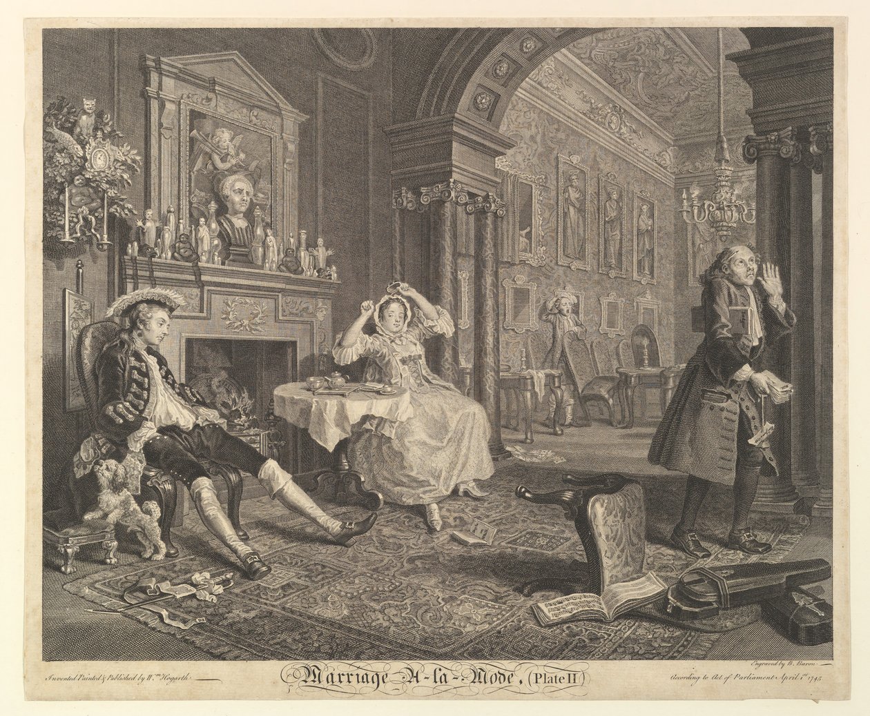 Avioliitto A-la-Mode, levy II, 1. huhtikuuta 1745. tekijältä Bernard Baron