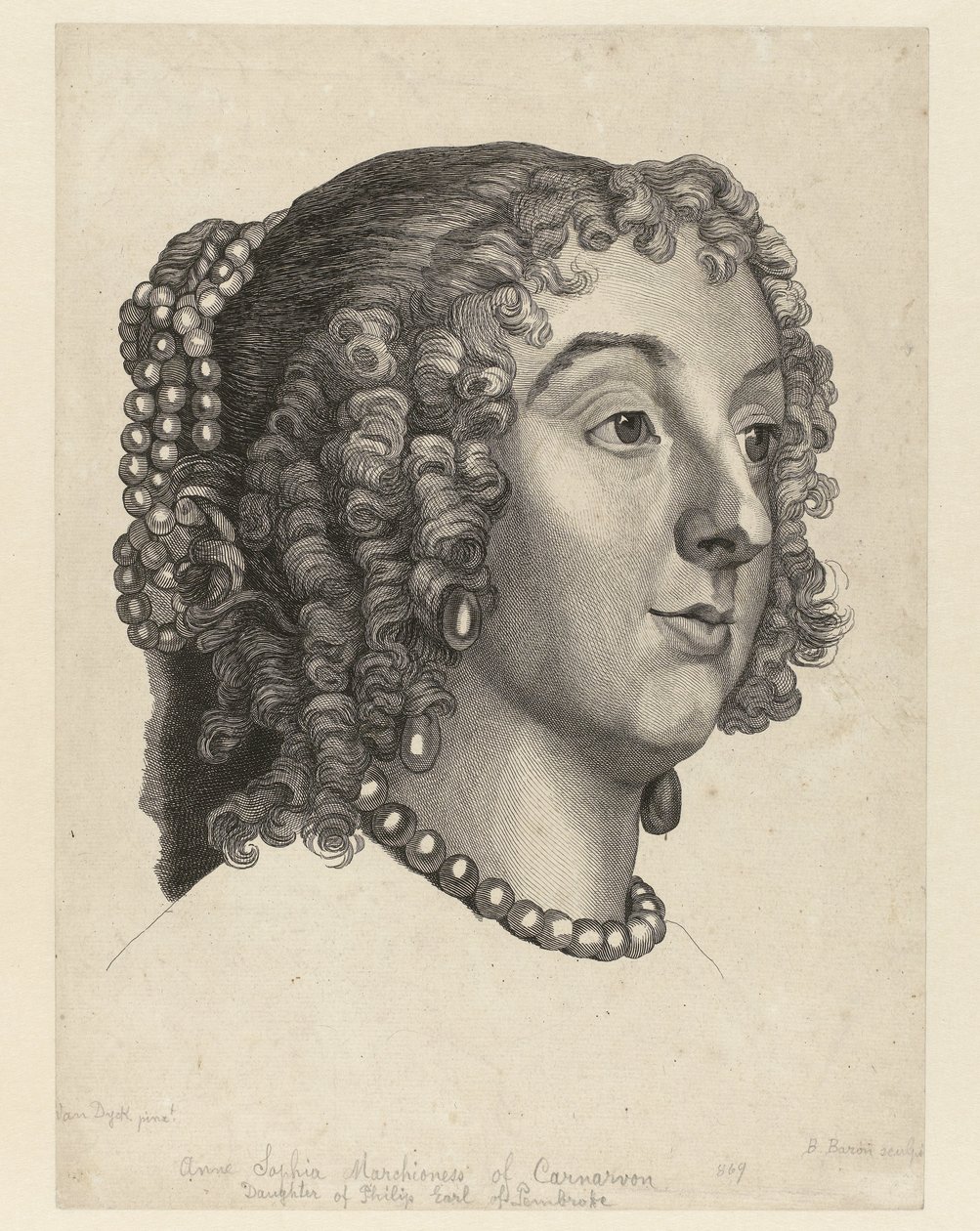 Portret van Anna Sophia van Carnarvon tekijältä Bernard Baron