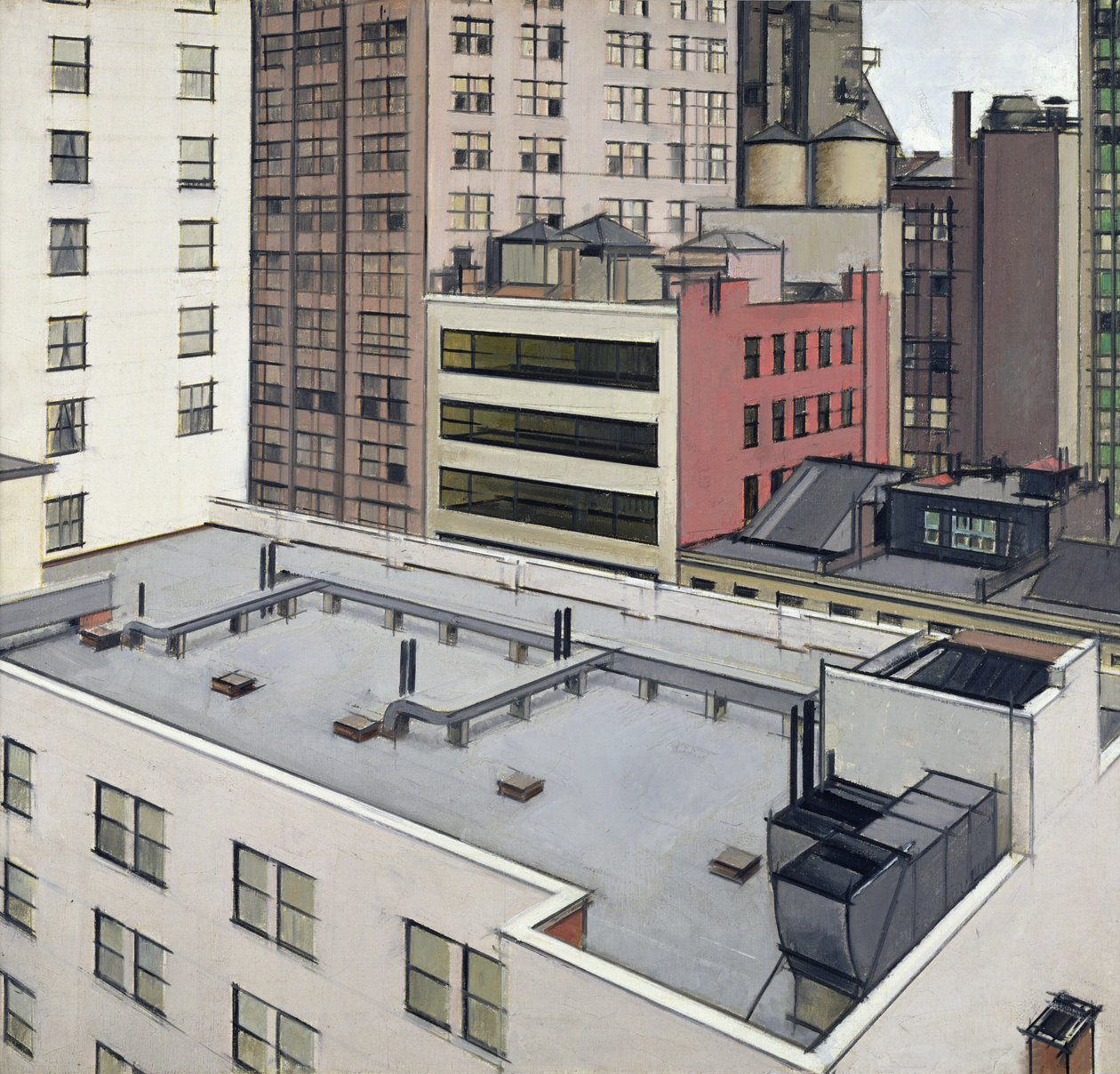 Roofs of New York, n. 1930 (öljy kankaalle) tekijältä Bernard Boutet de Monvel