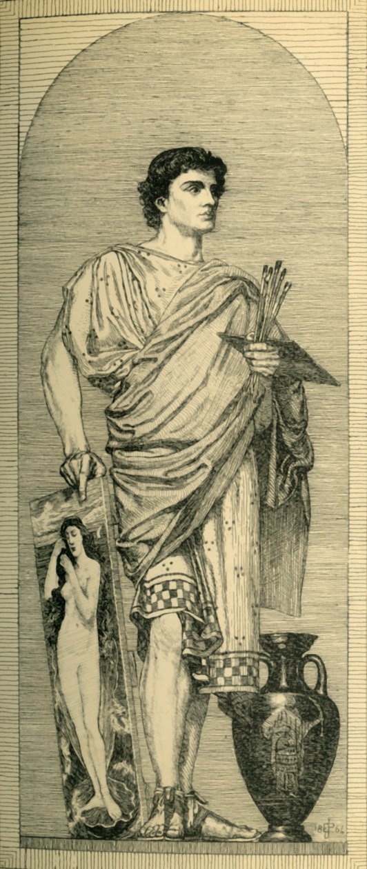 Apelles: suunnittelu mosaiikkiin, c1864, 1881. tekijältä Bernard Collier
