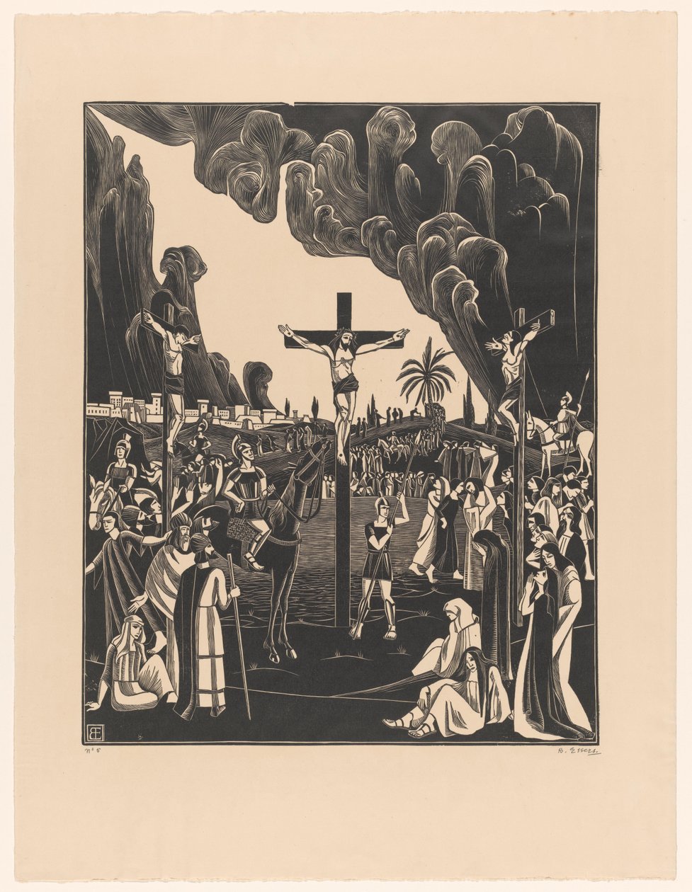 Kristuksen ristiinnaulitseminen tekijältä Bernard Essers (signed by artist)