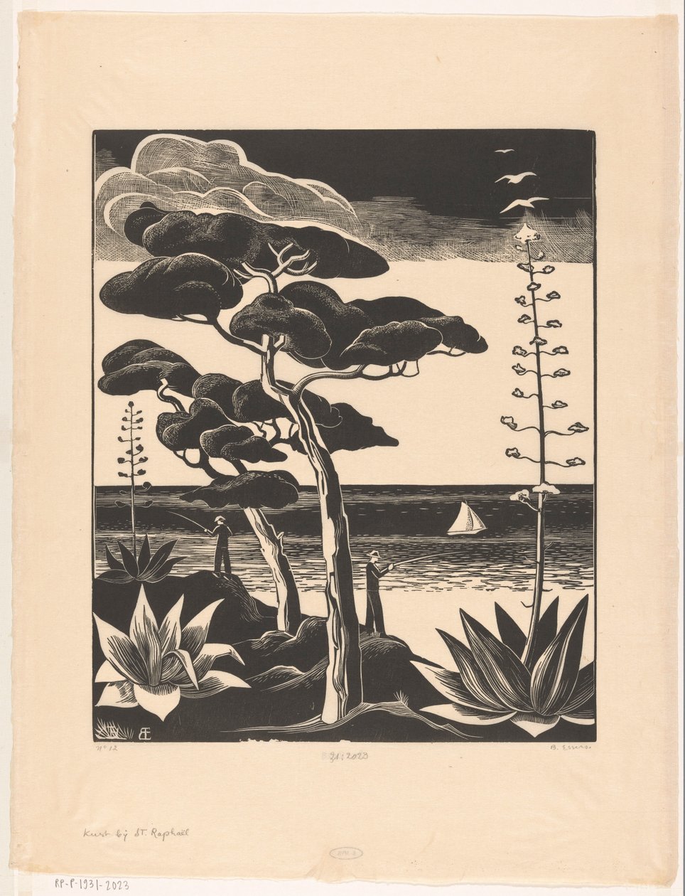 Rannikko Saint-Raphaëlissa (alkuperäinen nimi esineessä) tekijältä Bernard Essers (signed by artist)