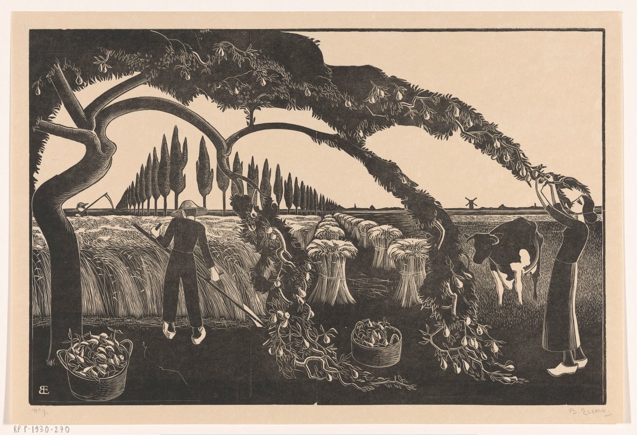 Miehen ja naisen sadonkorjuu tekijältä Bernard Essers (signed by artist)