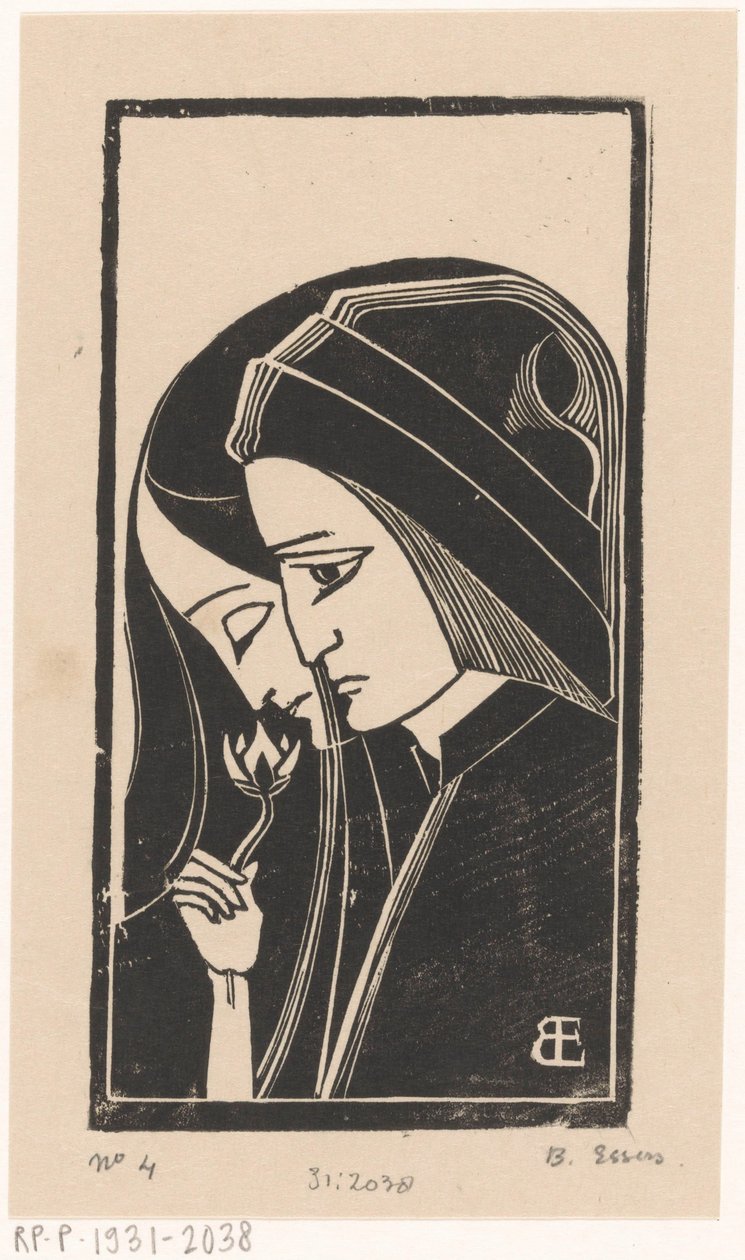 Portret van Dante Alighieri ja Beatrice Portinari tekijältä Bernard Essers (signed by artist)