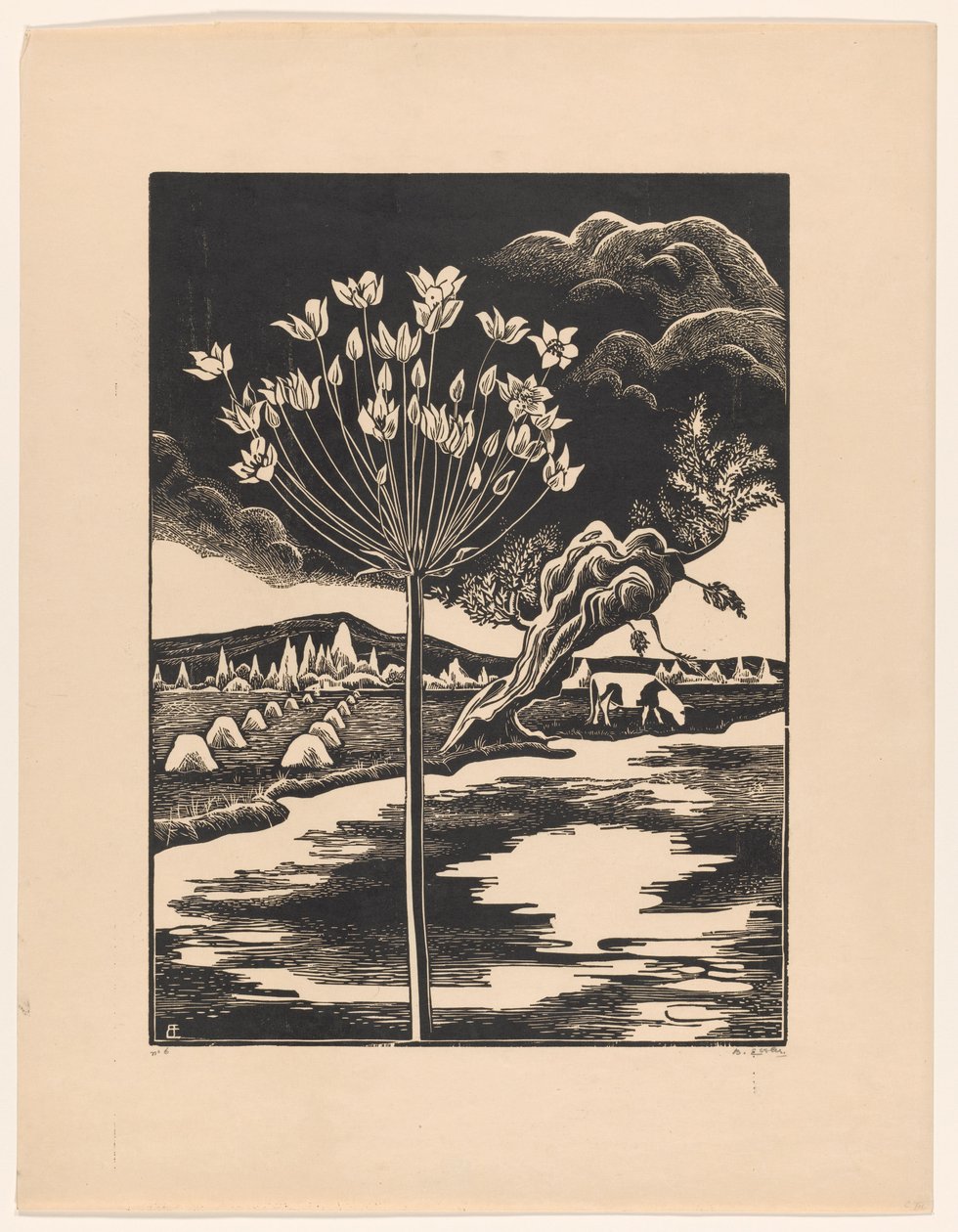 Joutsenkukka maisemassa tekijältä Bernard Essers (signed by artist)