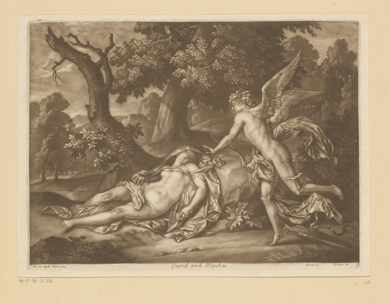 Cupido en Psyche Cupid and Psyches (otsikko esineessä) tekijältä Bernard Lens (II)