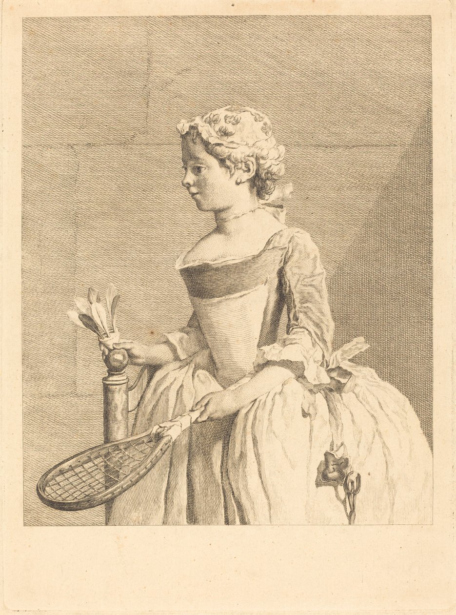 Nuori tyttö ratissa (Nuori tyttö raguettella) tekijältä Bernard Lépicié after Jean Siméon Chardin