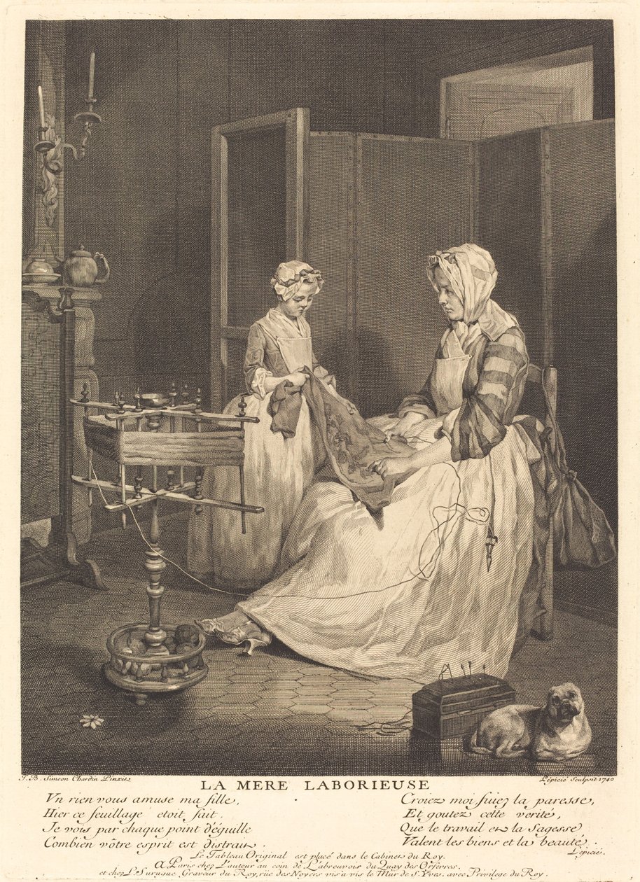 Ahkera äiti tekijältä Bernard Lépicié after Jean Siméon Chardin