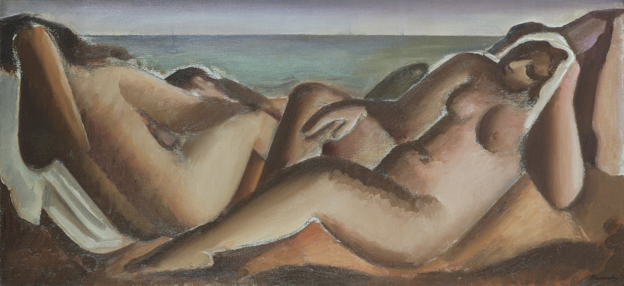 Bathers Resting, n.1936 (öljy kankaalle) tekijältä Bernard Meninsky