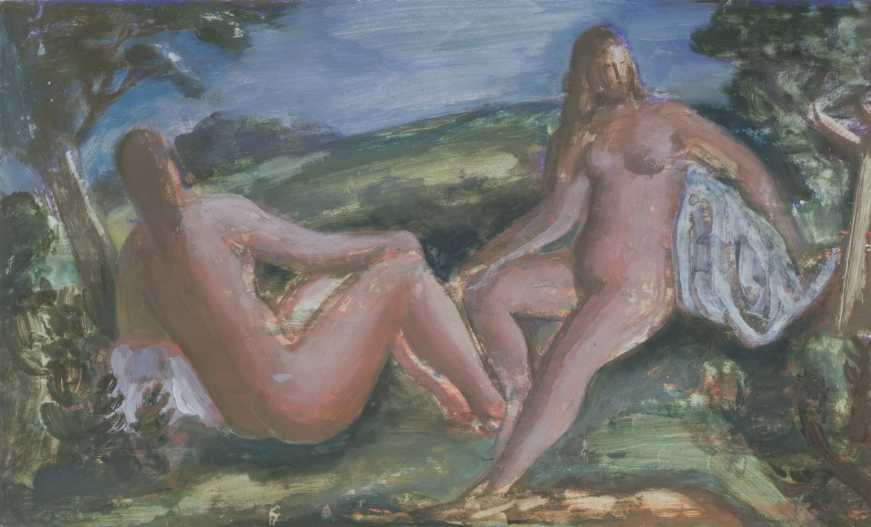 Uimarit, n. 1940 (guassi paperille) tekijältä Bernard Meninsky