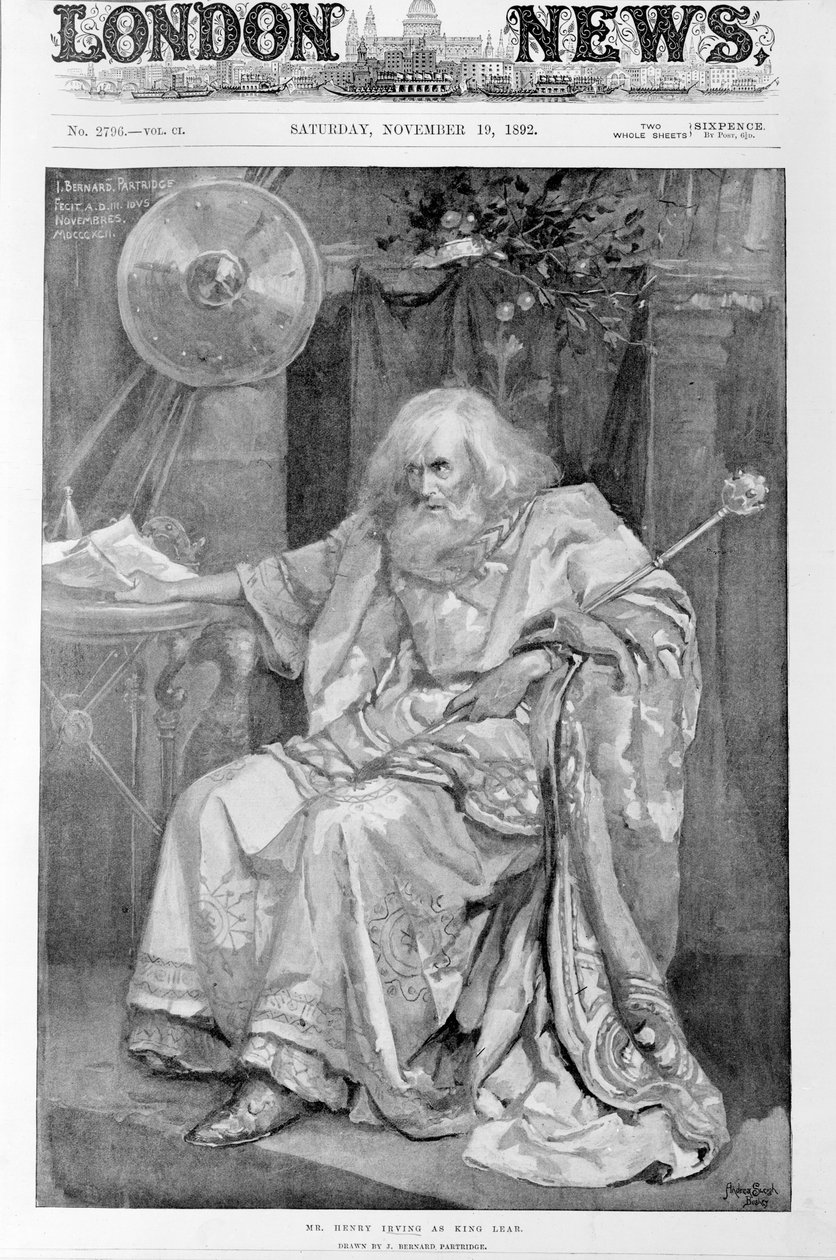 Henry Irving kuningas Learina, 1892 tekijältä Bernard Partridge