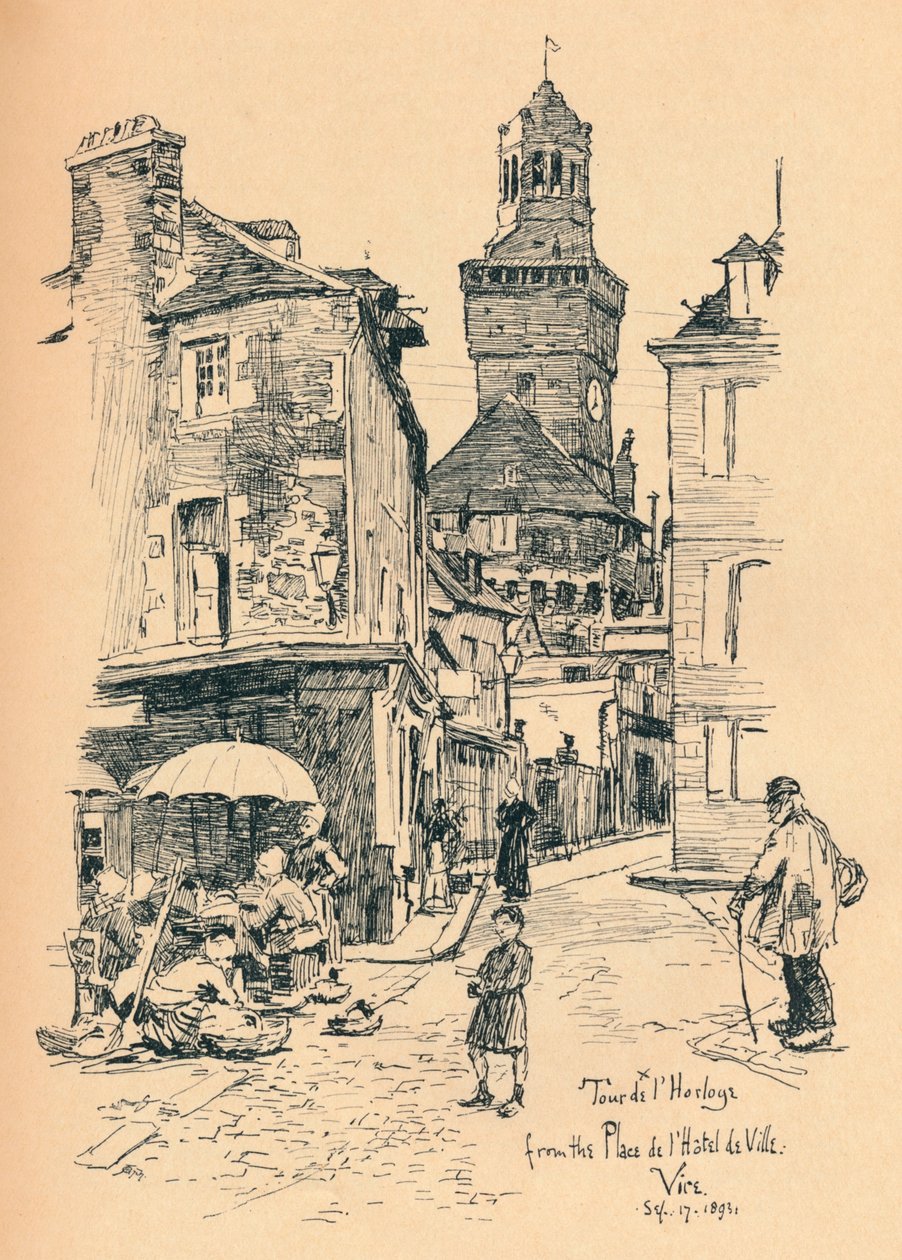Kellotorni, Vire, c1893 tekijältä Bernard Partridge