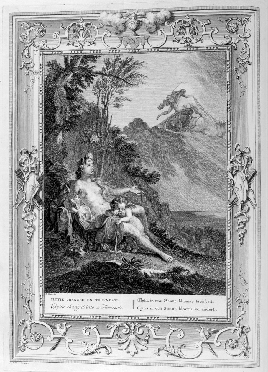 Clytia muuttui turnesoleksi, 1733 tekijältä Bernard Picart