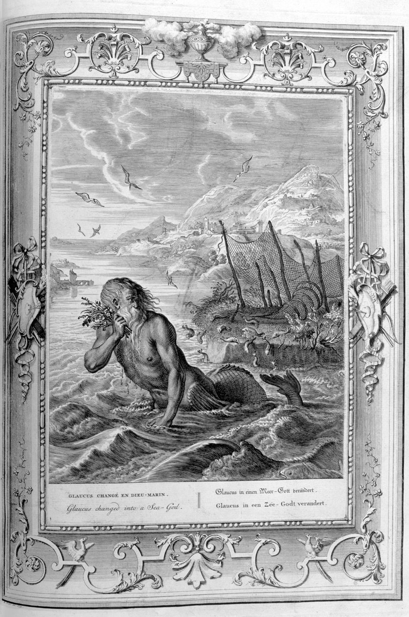 Glaucus muuttui merenjumalaksi, 1733 tekijältä Bernard Picart