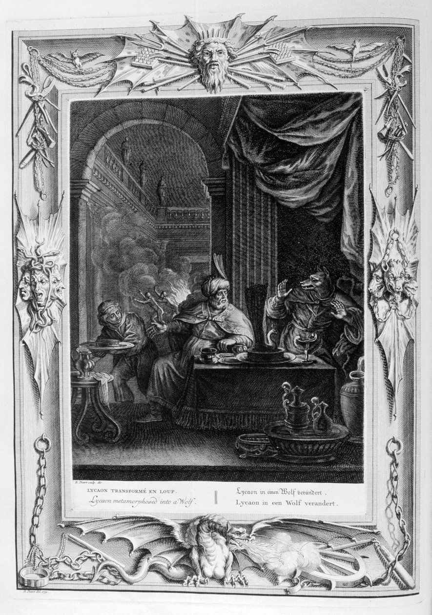 Lycaon metamorfoosi sudeksi, 1733 tekijältä Bernard Picart