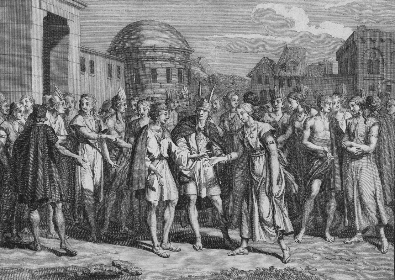 Tapa, jolla LYncas menee naimisiin Verinsä kanssa, 1723. tekijältä Bernard Picart