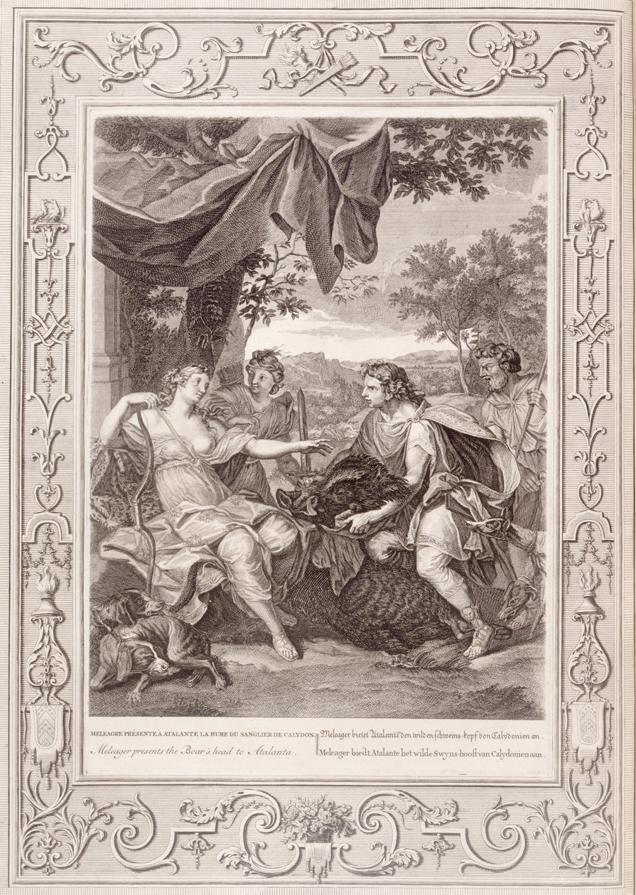 Meleager esittelee Villisian pään Atalantalle, 1731. tekijältä Bernard Picart