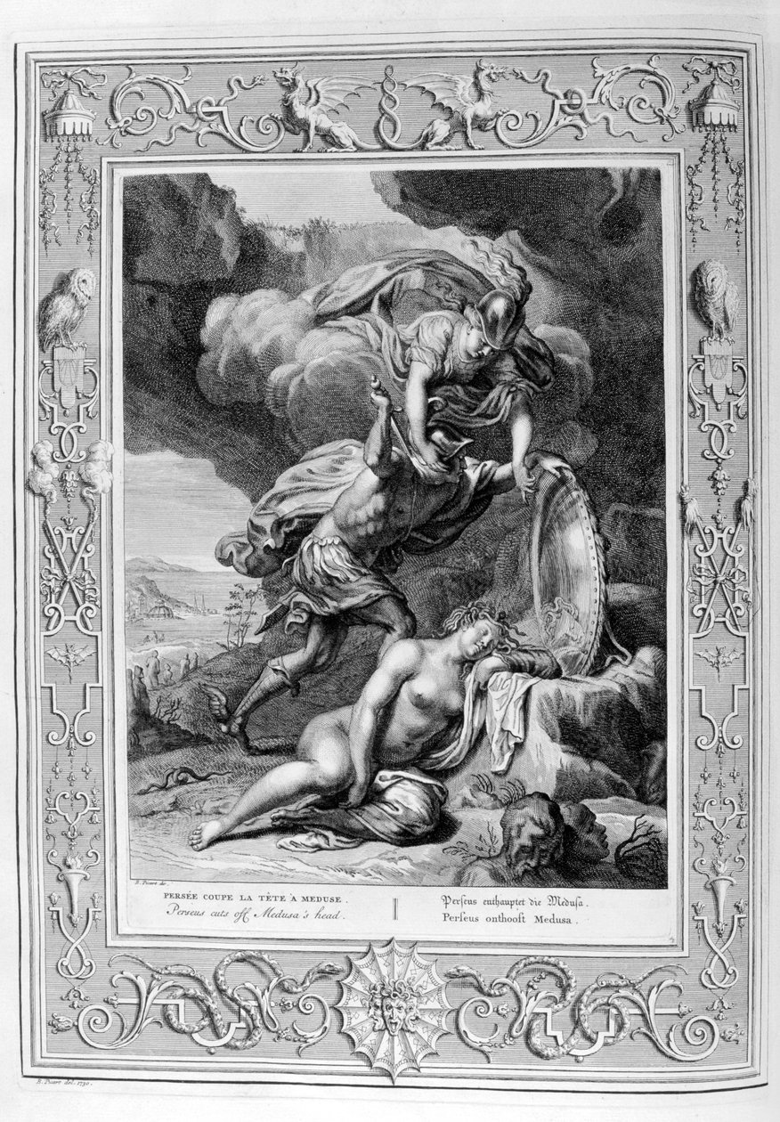 Perseus katkaisee Medusan pään, 1733 tekijältä Bernard Picart
