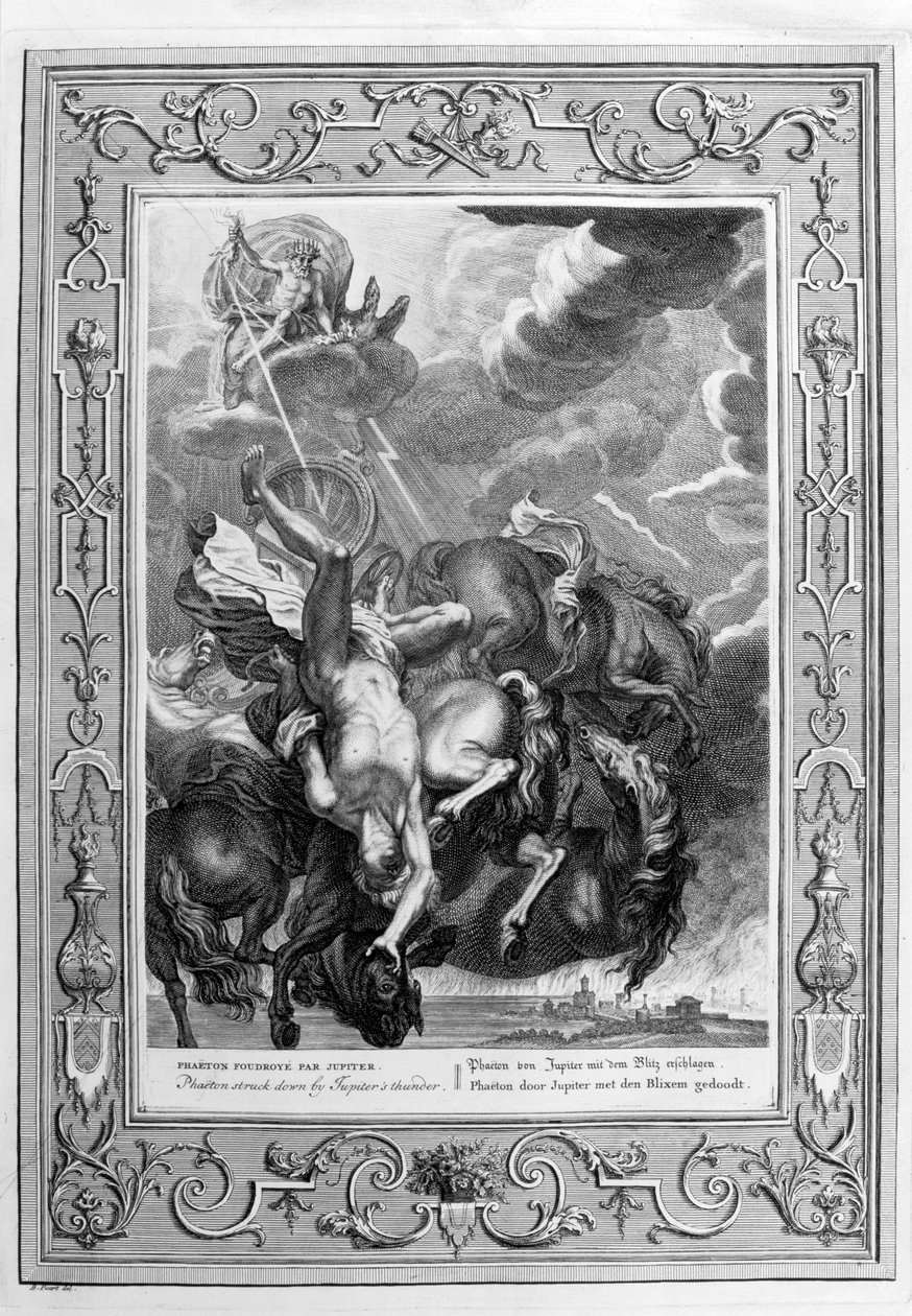 Jupiterin salama iski Phaetonin vuonna 1733 tekijältä Bernard Picart