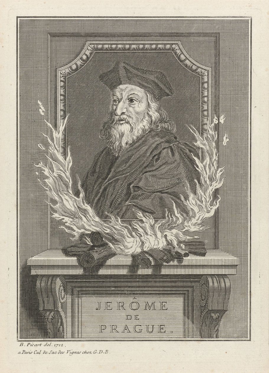 Muotokuva Hieronymuksesta Prahasta, 1712 tekijältä Bernard Picart