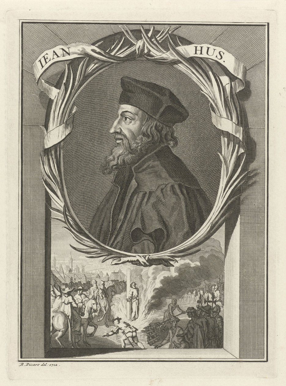 John Husin muotokuva, 1712 tekijältä Bernard Picart