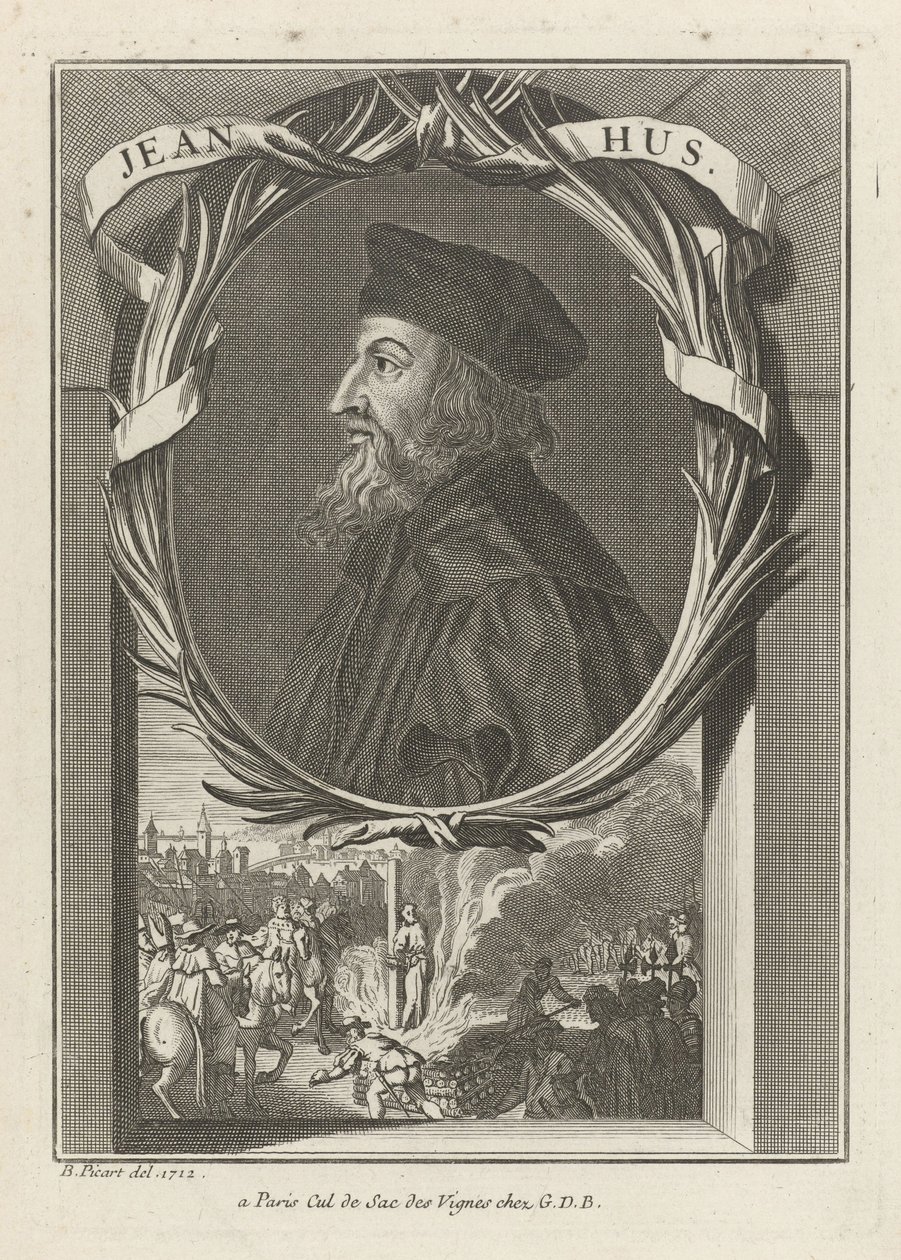 John Husin muotokuva, noin 1720 tekijältä Bernard Picart